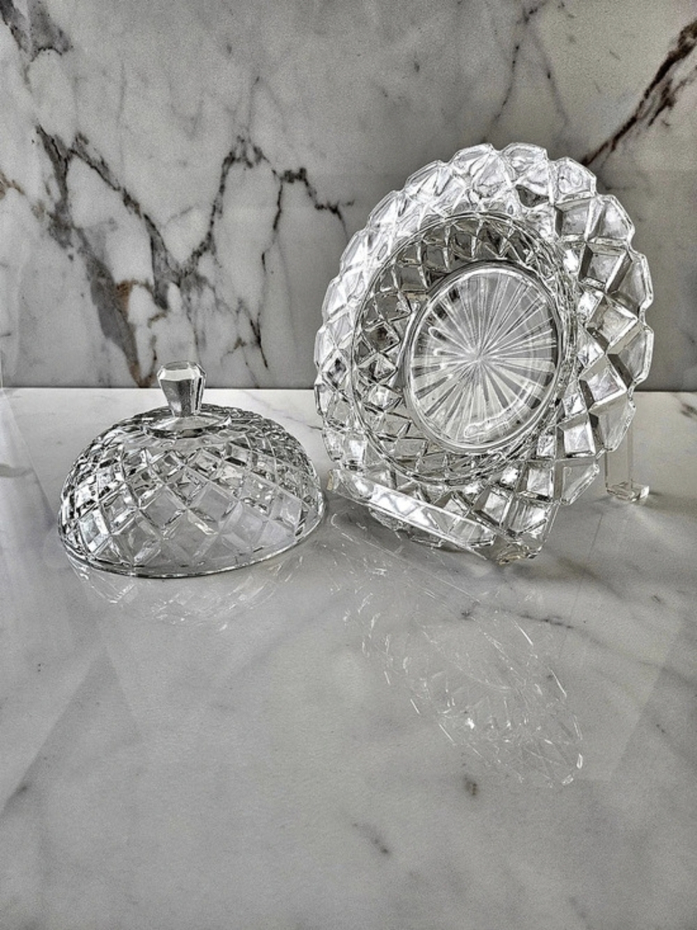 Vintage Anchor Hocking Waterford Clear Round Covered Butter Dish